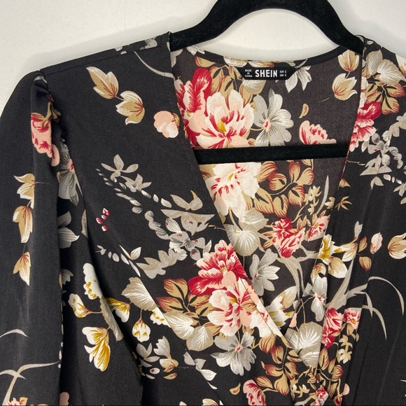 Surplice Neck Tie Waist Floral Jumpsuit - Picture 9 of 11